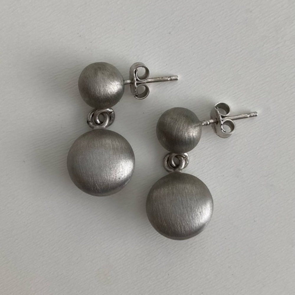 3/25$ Brushed Metal Earrings, Round